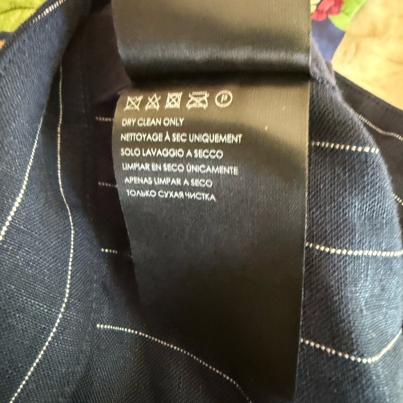 Club Monaco Linen Blend Navy pinstripe wide leg pant size 4 - Picture 8 of 10